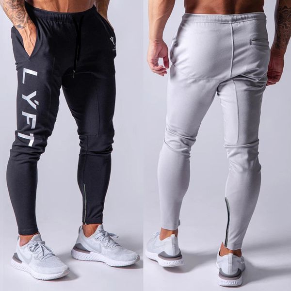 

muscle brother new style gymnastic pants men's running training pure cotton slim fit skinny pants lace-up drawstring casual, Black;blue