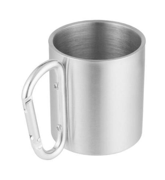 

fashion edelstahl outdoor reise camping trinkbecher mit karabiner griff becher tragbare reise camping wandern outdoor-tasse 300ml