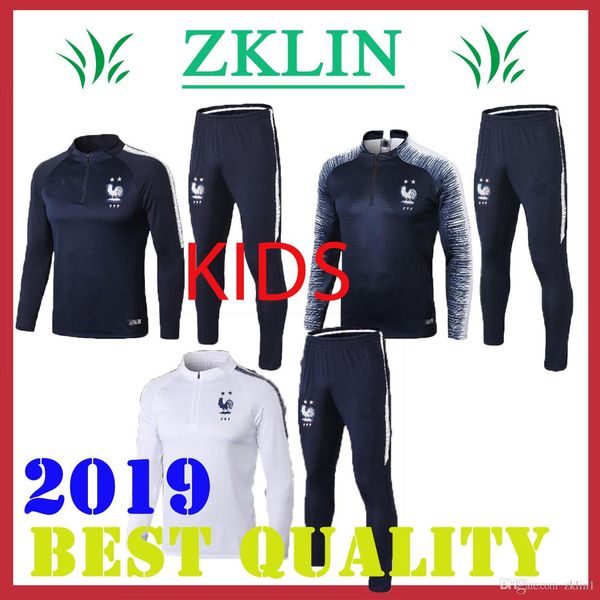 

new 2018-2019 kids 2 star survetement equipe maillot de foot france survetement football tracksuits training suits, Gray;blue