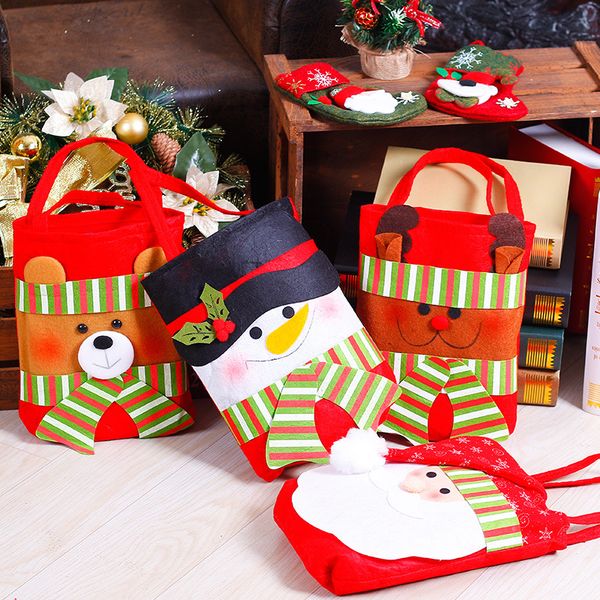 

4pcs christmas decorations non-woven small handbag christmas decorations holiday gifts santa claus gift bag