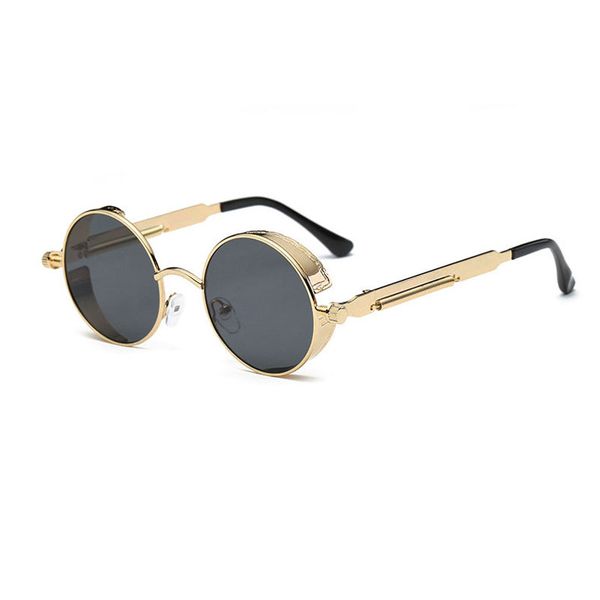 

selling round metal steampunk sunglasses men women fashion glasses brand designer retro vintage round sunglasses wholesale, White;black