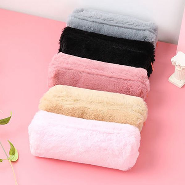 

pink plush kawaii pencil case cute lovely pencil case for girls student bag stationery pencilcase pen bag school supplies