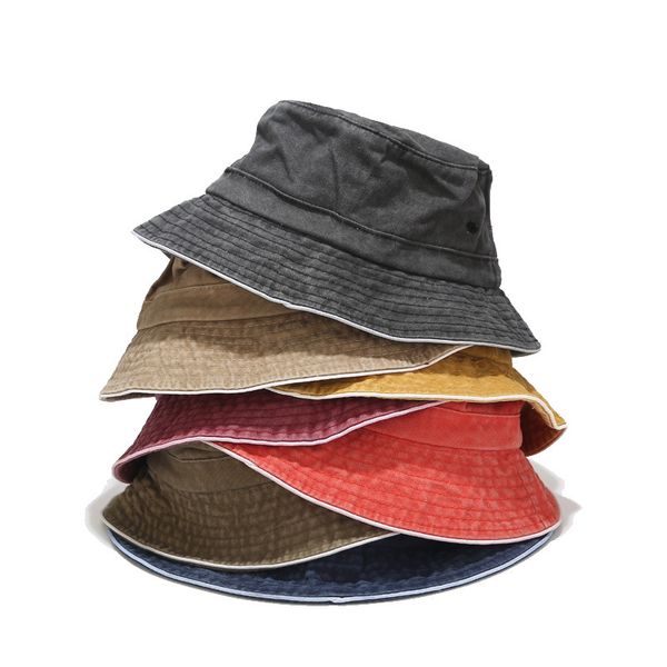 

hat women new washed retro cotton edging fisherman hats for men and women outdoor sun hats selling pot basin caps bucket hat, Blue;gray