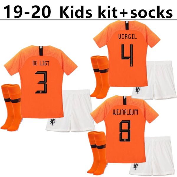 

Kid kit ock 2019 new nederland occer jer ey 18 19 home orange netherland holland robben neijder v per ie dutch away football hirt