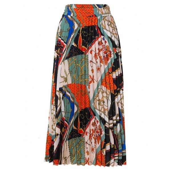 

2020 new fashion high waist pleated skirt women spring summer midi skirts womens elastic waist a line long skirts for women rok, Black