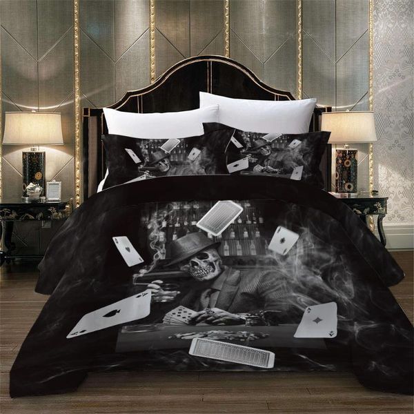 

wensd black poker skulls bed comforter originality sugar skull california king bedding sets eu 240x220cm double 200x200cm