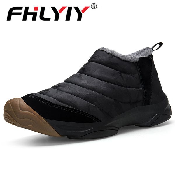

fhlyiy 36-46 plush mens shoes warm men's winter boots oxford cloth men's rubber boots slip on ankle shoes back to the future, Black