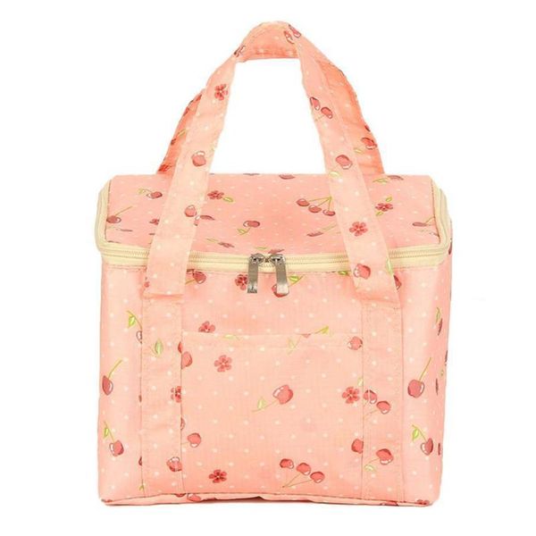 

reusable portable storage large cooler case insulated bag thermal zipper lunch box picnic, Blue;pink