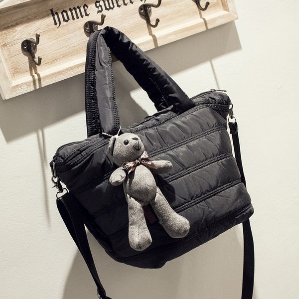 

women's bag autumn winter tote bag nylon casual solid shoulder handbag ladylike korean down jacket