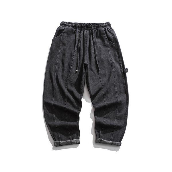 

summer in 2020 autumn men jeans original popular logo loose haroun pants pure color washing do old trousers, Blue