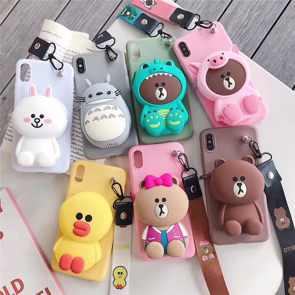 

3d stitch bear cartoon zipper wallet silicone phone cover case for iphone x xr xs 11 pro max 7 8 6s plus