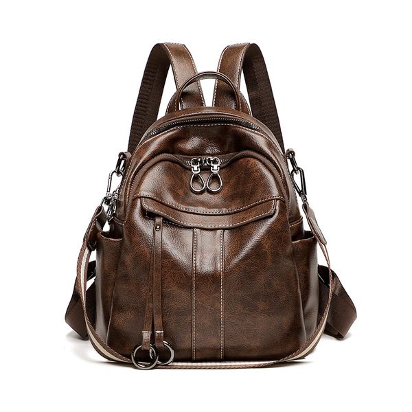 

women leather anti-theft backpacks vintage female shoulder bag fashion school bags for girls bagpack ladies mochila