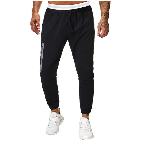 

men joggers sweatpants men's joggertrouser men splicing pure color overalls casual pocket sport work casual trouser pants m-4xl, Black