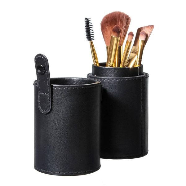 

black leather brush blank holder make up artist bag makeup box storage box
