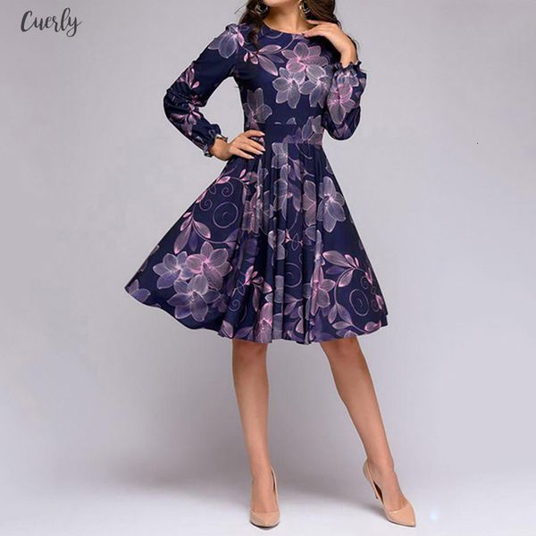 

women party dress vintage floral print long sleeve midi dress elegant ladies dresses autumn 2020 clothes for vintage dresses women, Black;gray
