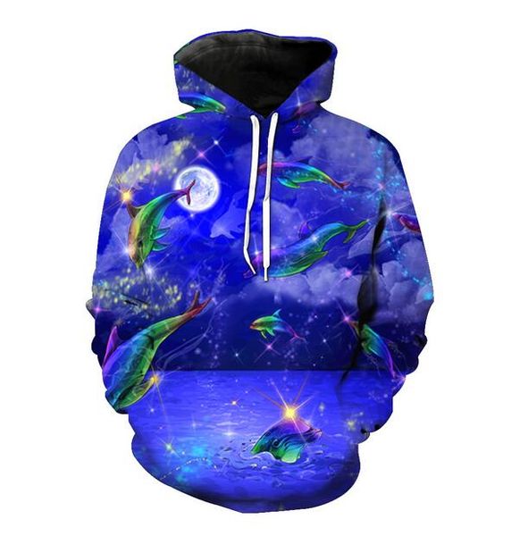 

new fashion women/men's dolphin casual 3d printed crewneck sweatshirts hoodies sportwear coat wr221, Black