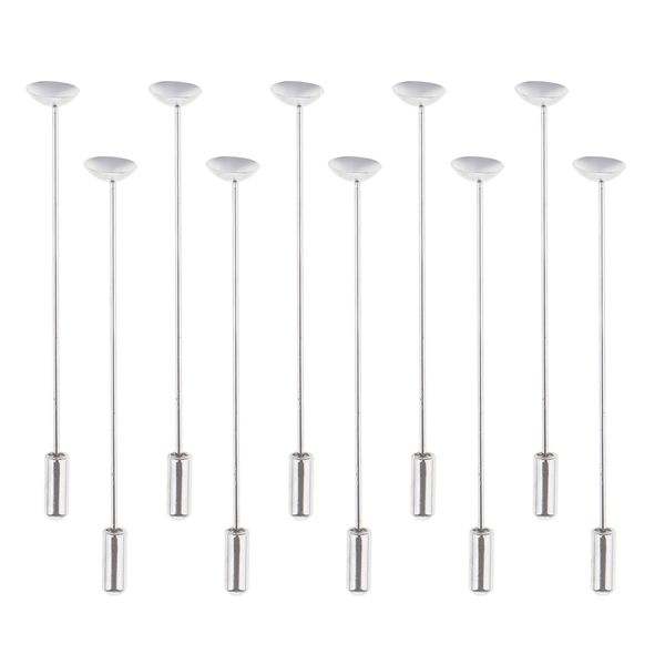 

10 piece blank glue on pad flower cap lapel stick pin clutch settings brooch, Gray