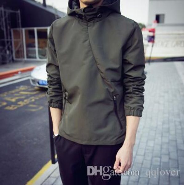 

spring fashion casual men pure color hooded coat jacket teenager student thin baseball suit windbreak trench coat, Black;brown