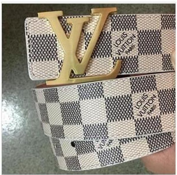 

2020 new brand fashion luxury designer mens belts for men women belts leather gold big buckle white loui belt, Blue;gray