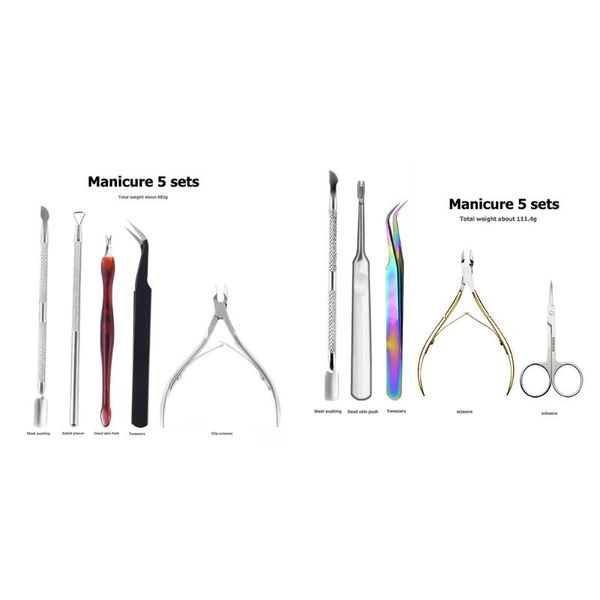 

portable manicure kit professional salon stainless steel nail cuticle pusher scissor tweezer metal diy manicure art tools kits