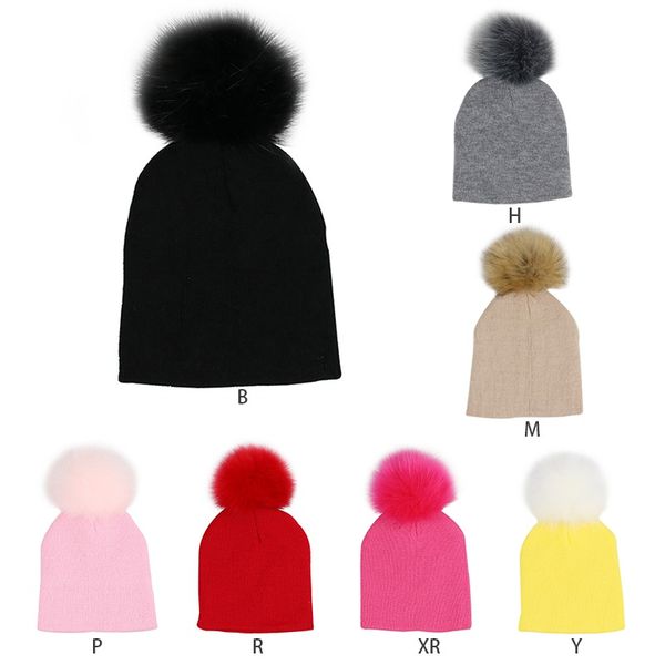 

зима детские 0-4y hat трикотажные pom дети hat для мальчиков девочек шапочки детские cute хлопок cap warm 2019 мода, Yellow