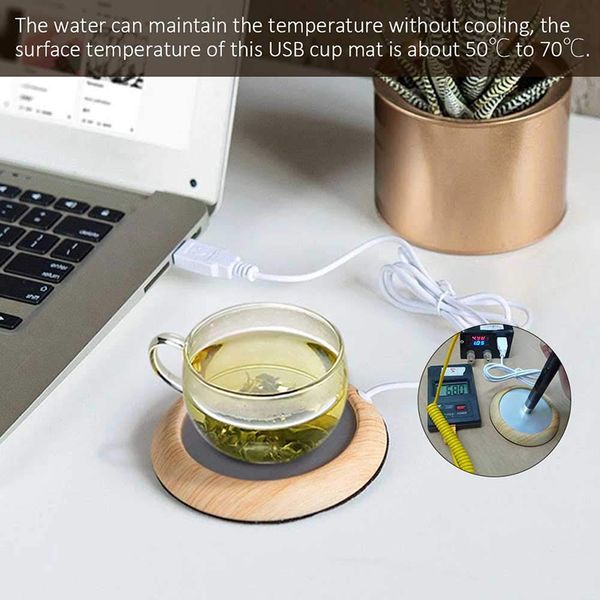 

новый цвет древесины портативный usb cup warmer электрический кофе напитки кубок отопление мат теплый градусов цельсия