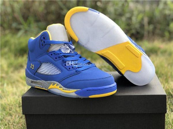 

2019 new arrival 5 jsp laney varsity royal blue light charcoal-varsity maize men basketabll shoes designer sneakers size 7-13