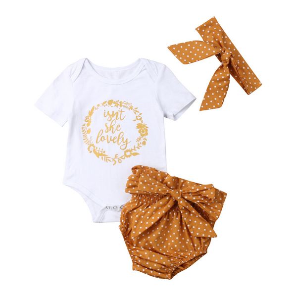 

0-18m newborn infant kids baby girls outfits clothes romper pants+headband set outfit 2 pieces baby clothing set, White