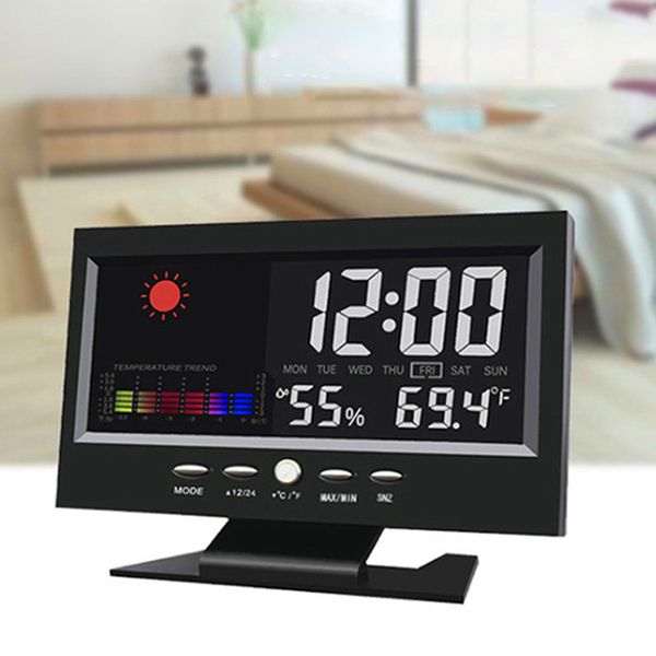 

new large color digital screen lcd alarm table clock weather forecast snooze temperature humidity backlight alarm clock