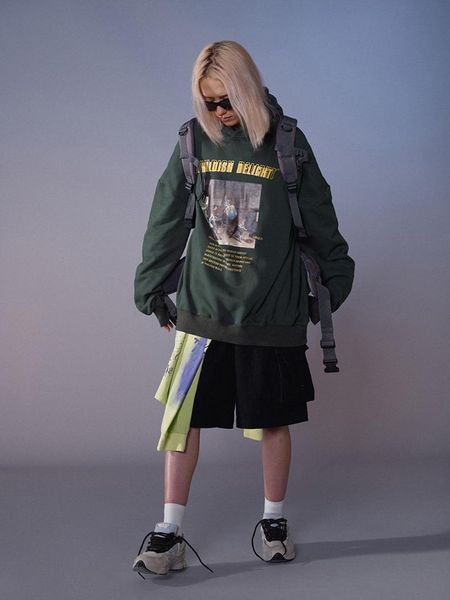 

hoodies pullover jumpers outerwear sweatshirts painting letter printing casual tide outdoor for men women youths, Black