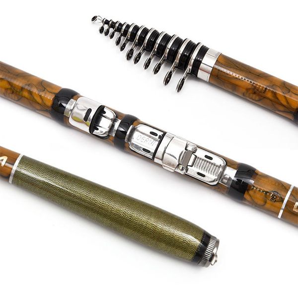 

army green camouflage carbon spinning fishing rod m power telescopic rock fishing rod carp feeder rod fishing rods 2.1m - 3.6m