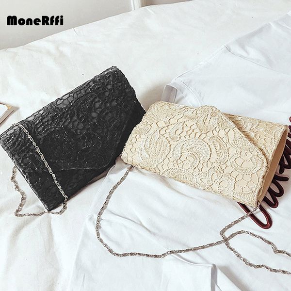 

monerffi 2019 women's envelope handbag lace solid color , small square bag in hand new fashion