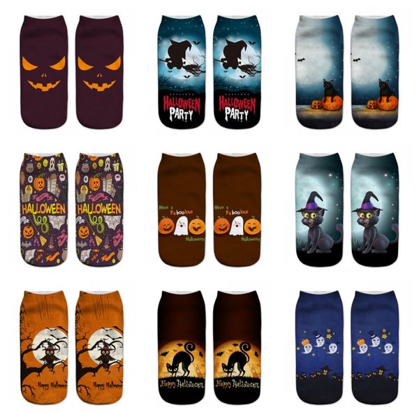 

new pattern halloween socks 3d pumpkin printing short boat socks soft comfortable for men and women multi style 1 95ml h1