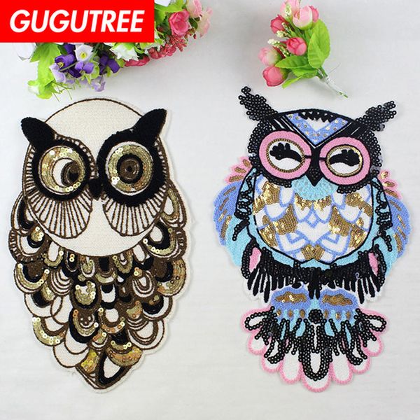 

gugutree embroidery big owl patch animal cartoon patches badges applique patches for clothing dxl-78, Black