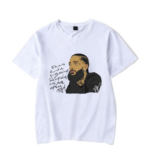

casual street basic tees short sleeved hombres 2019 nipsey hussle rap tshirts mens summer white printed, White;black