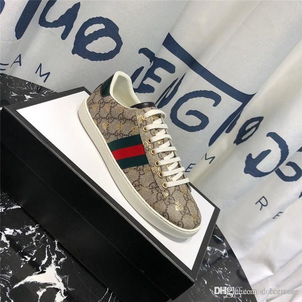 High Quality Mens 18Designer Shoes White Leather Ace Embroidered Bee Sneakers Men Women Platform Casual Shoes 200ssGucci Boat Shoes Shoes For Men