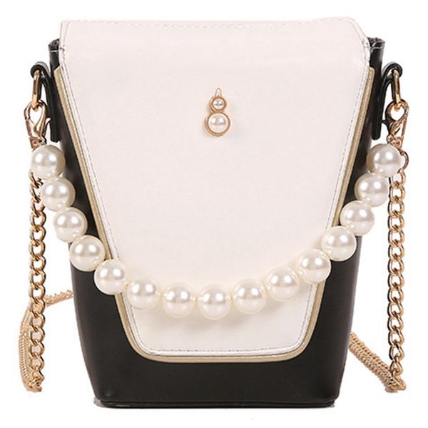 

ljl-chain handbag fashion pearl handle female wild pu leather shoulder bag casual women's messenger bag