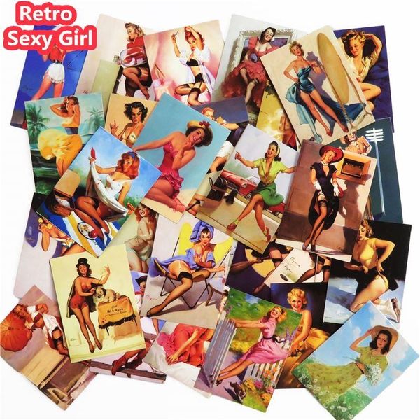 

100 Шт. Ретро Sexy Girl Наклейки Ноутбук Мотоцикл Скейтборд Doodle DIY Плакат Леди Стикер Home Decor Стайлинг Наклейка Игрушки