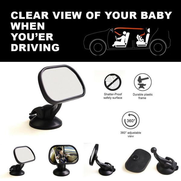 

large adjustable wide view rear/baby/child seat car safety mirror headrest moun