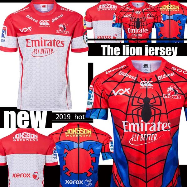 

Heroes Edition 2019 NEW ZEALAND Super RUGBY Lions SPIDER-MAN MARVEL RUGBY JERSEY size S-3XL Rugby League shirt jersey Top quality