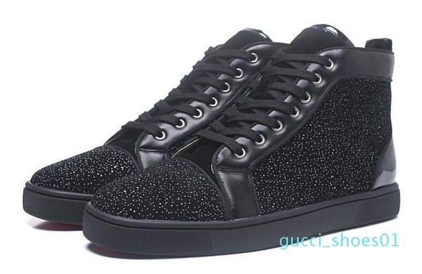 

spikes high red bottom pik pik women men luxury designer flat casual red sole autumn winter casual 01g, Black