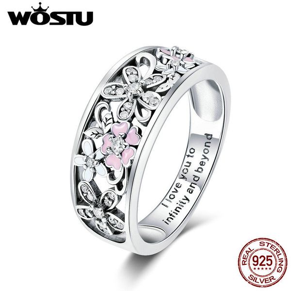 

wostu real 925 sterling silver sparkling stackable flower 4mm finger rings for women silver jewelry party wedding gift cqr390, Golden;silver