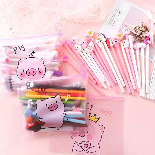 

10pcs cute pig gel pen kawaii cartoon pink creative school and office supplies stationery funny cool gel pens for students