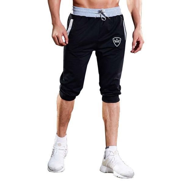 

new fashion men's sports shorts five pants cotton body sweatpants fitness short casual jogging shorts gym men's, Black;blue