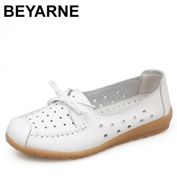 

beyarne summer women flats shoes women genuine leather shoes ladies cutout slip on ballet flats loafers ballerina, Black