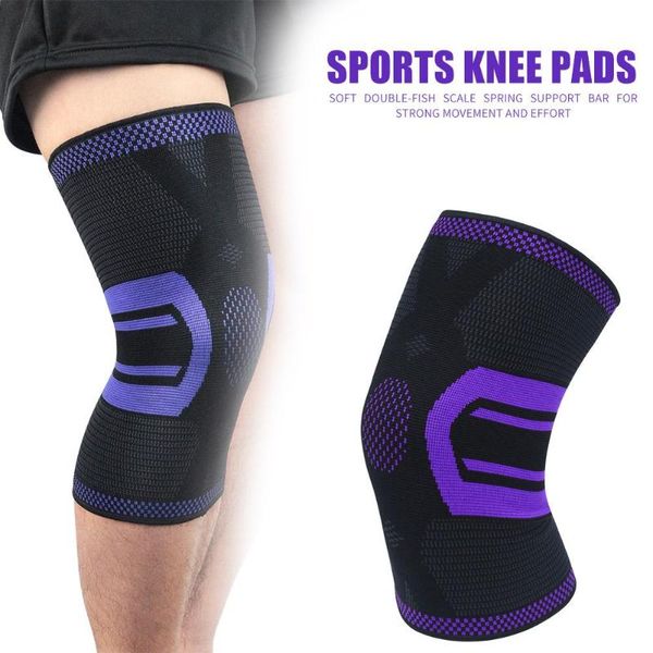 

non-slip outdoor sport knee pad elastic nylon knitting pressure support sleeve basketball cycling running knee protector, Black;gray