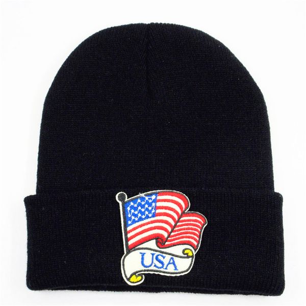 

ldslyjr cotton usa embroidery thicken knitted hat winter warm hat skullies cap beanie for men and women 282