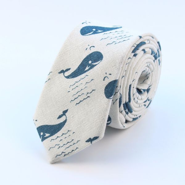 

men slim flaxtie casual cotton linen necktie hedgehog boat bear whale ties student skinny designer narrow, Black;blue