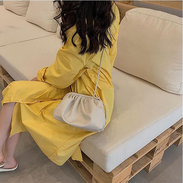 

2020 новый дамы пельмени пакет простой сплошной цвет сумки тенденции моды дикого личность плеча сумка кошелек