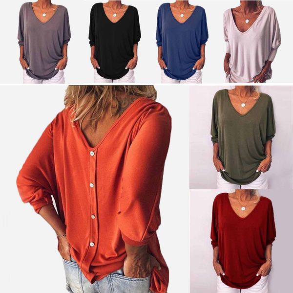 

designer tshirts for women 2019 new v-neck batwing seven-point sleeves t shirts women casual luxury loose tee plus size s-5xl, White